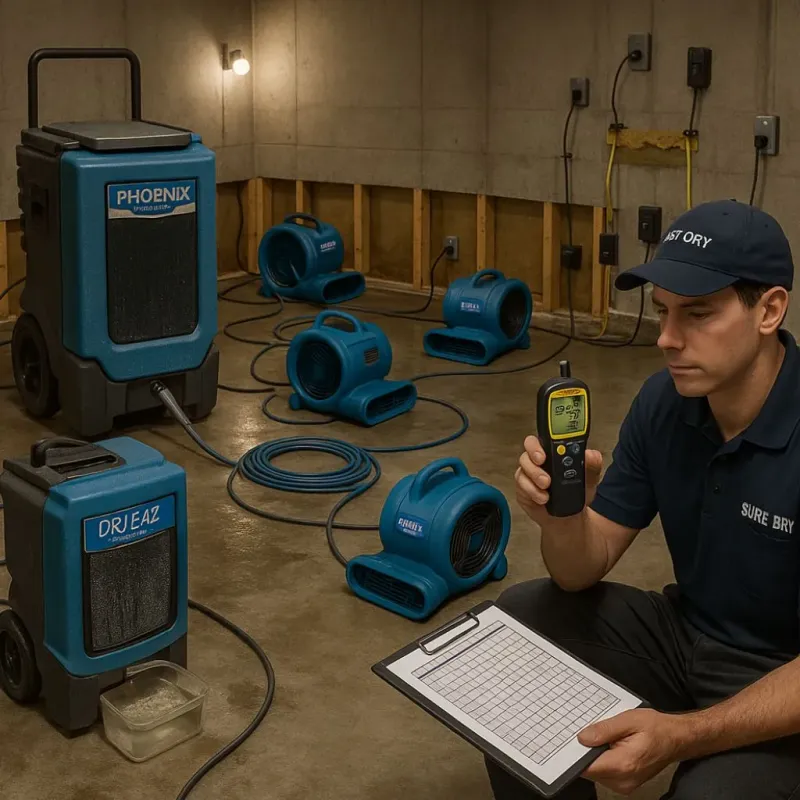 Structural Drying and Dehumidification process in Pacific, WA